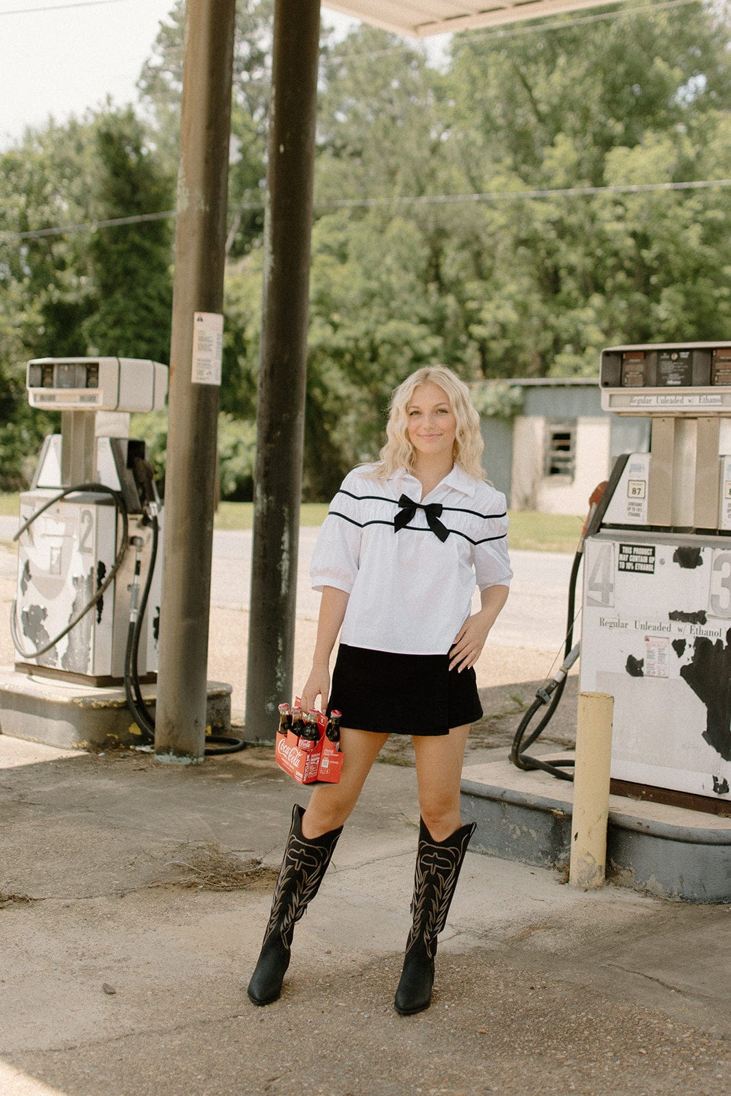 White Bow Detail Poplin Blouse