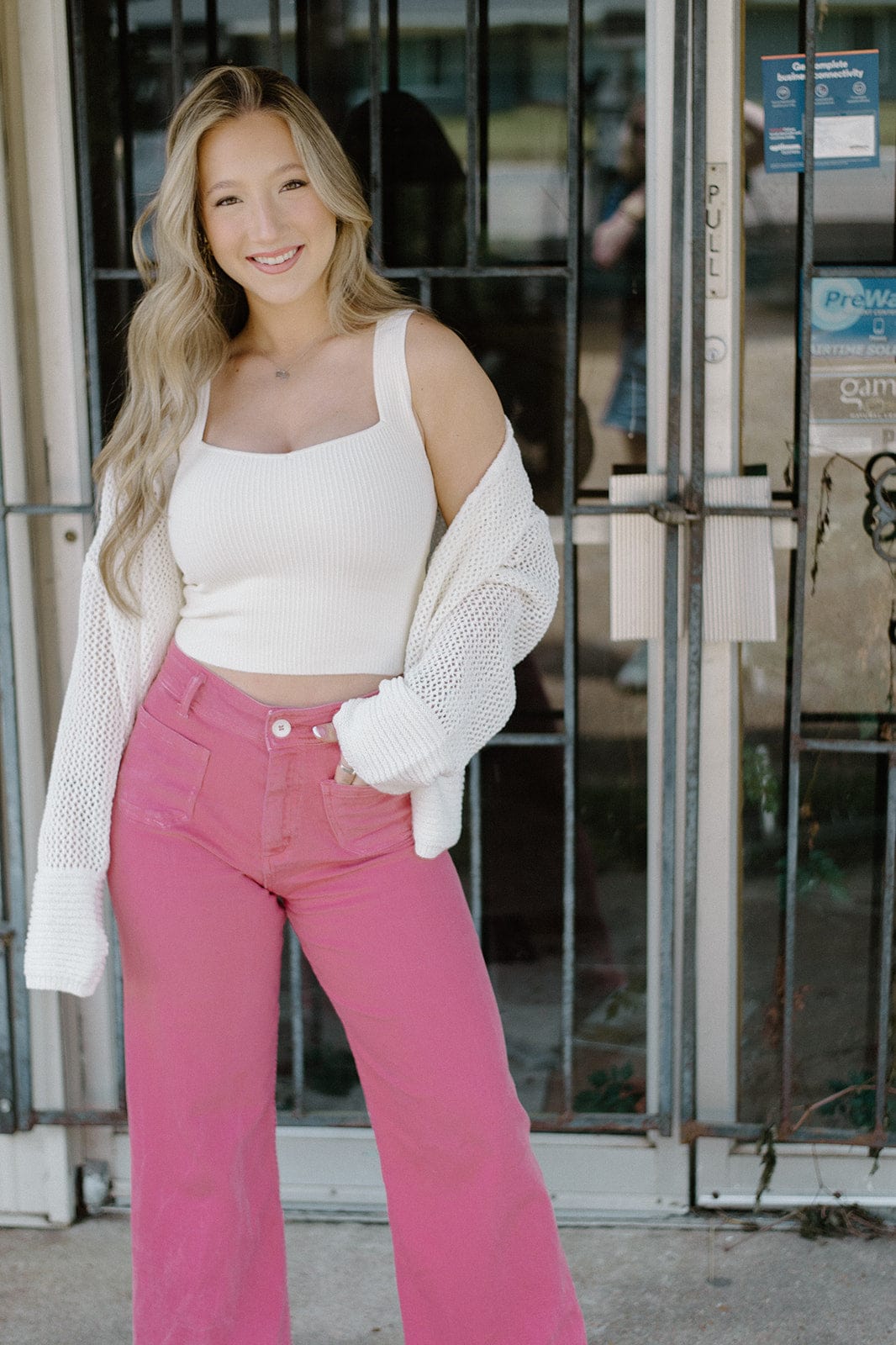 Cream Ribbed Cropped Tank