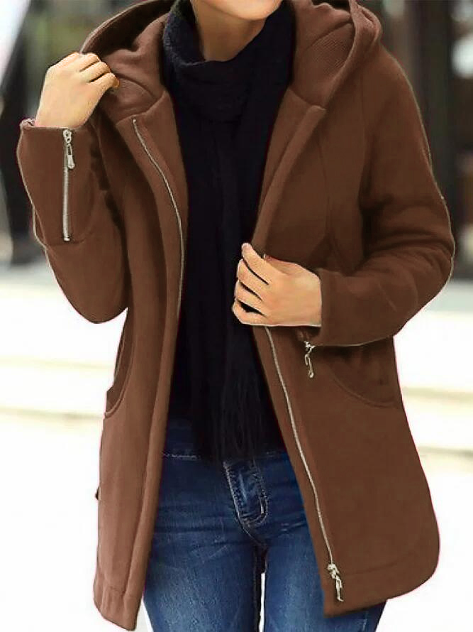 Plain Hoodie Long Sleeve Zipper Casual Jacket