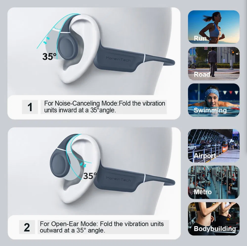 Es-910plus Open Ear Bluetooth Headset for Running and Workouts Bone Conduction Headphones Wireless Earphone