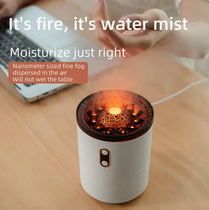450ml 3D Simulated Flame Volcano Aroma Diffuser Ultrasonic Smart Cool Mist Jellyfish Diffuser for Home Office