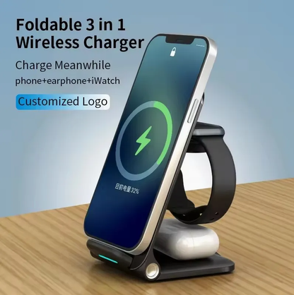 3-in-1 Foldable Wireless Charger Stand for Fast Charging Phone Dock Station