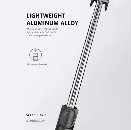 Xt02s Extendable Selfie Tripod - 70cm, Bluetooth Remote & LED Light (Black)