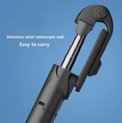 Xt02s Extendable Selfie Tripod - 70cm, Bluetooth Remote & LED Light (Black)