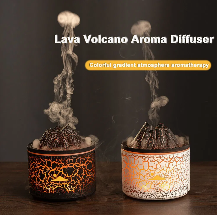180ml Mini Flame Volcano Aroma Ultrasonic Cool Mist Jellyfish Diffuser