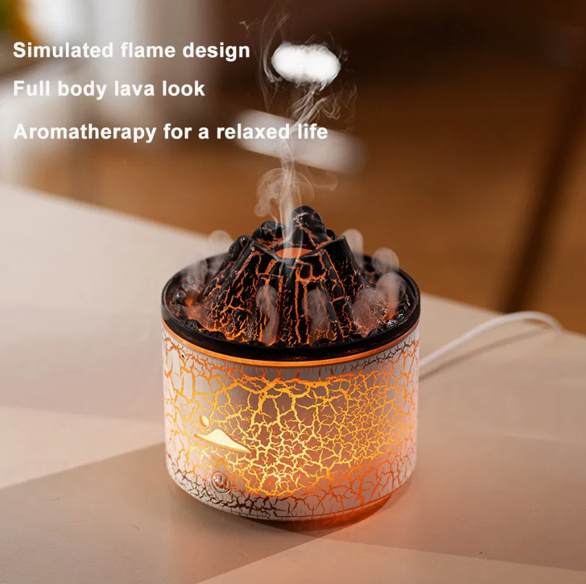 180ml Mini Flame Volcano Aroma Ultrasonic Cool Mist Jellyfish Diffuser