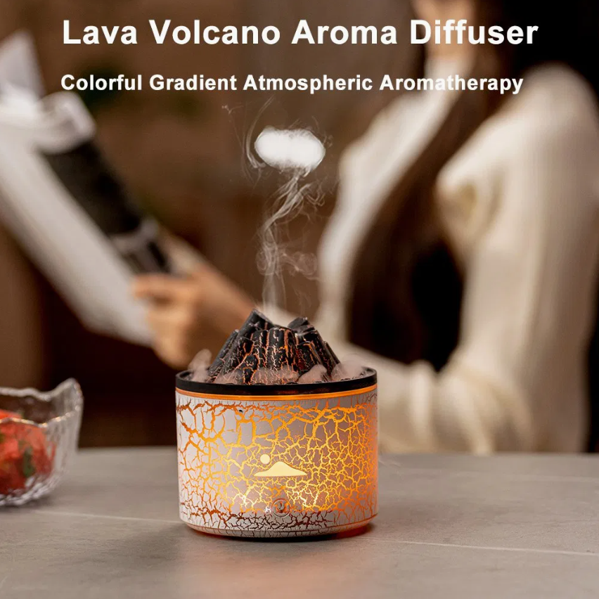 180ml Mini Flame Volcano Aroma Ultrasonic Cool Mist Jellyfish Diffuser