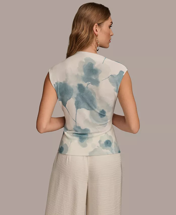 Women's Crossover-Neck Printed Top