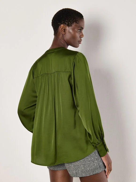 Balloon Sleeve Satin Blouse