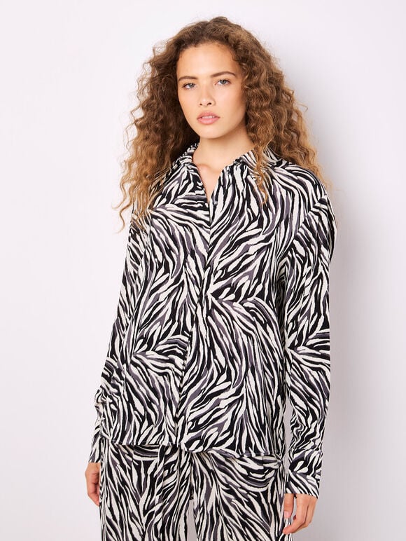 Zebra Print High-Low Shirt