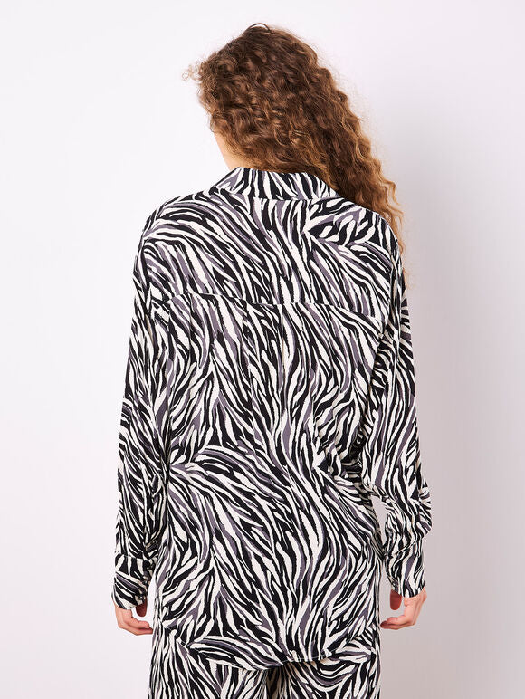 Zebra Print High-Low Shirt