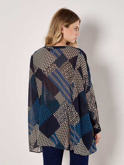 Geo Patchwork Chiffon Shirt