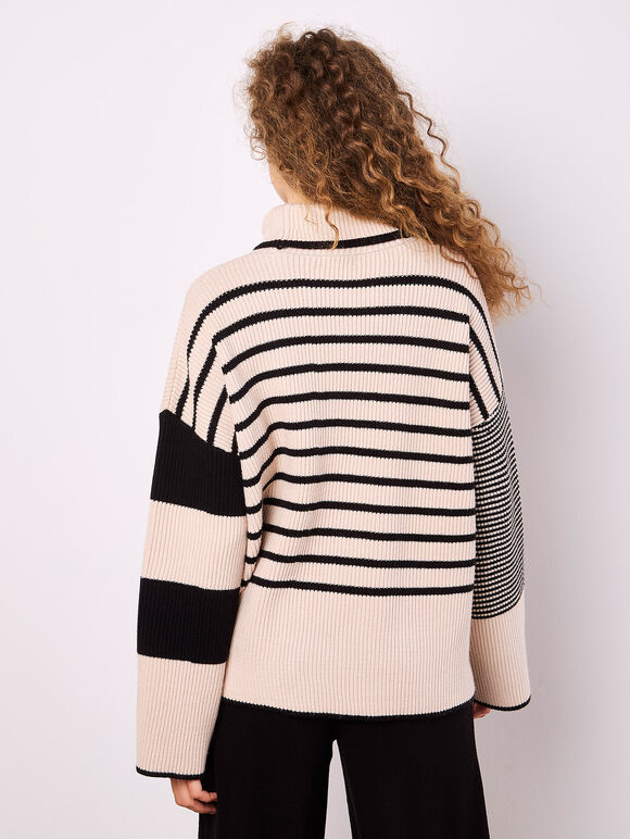 Mixed Stripe Oversized Chunky Jumper