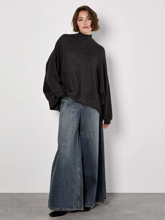 Mock Neck Oversized Soft Knit Top