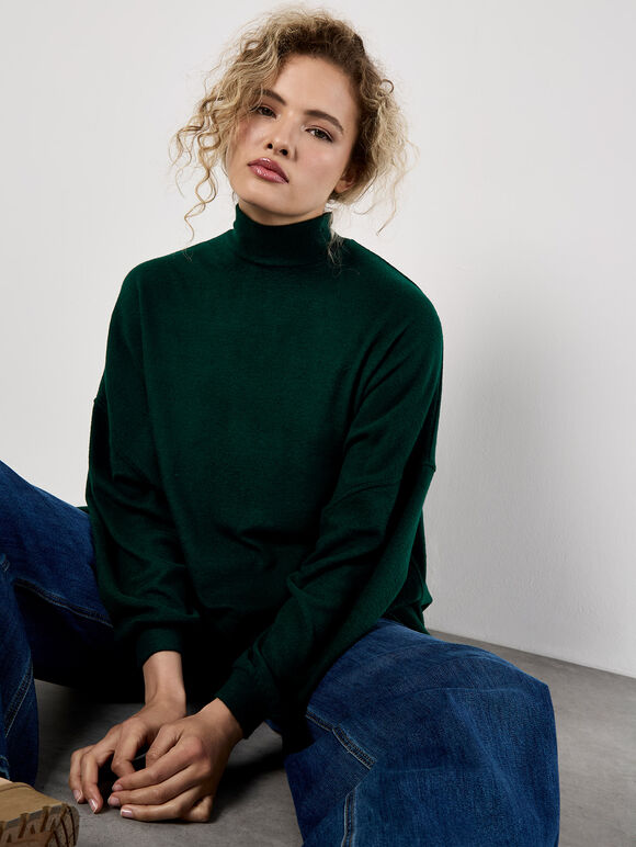 Mock Neck Oversized Soft Knit Top