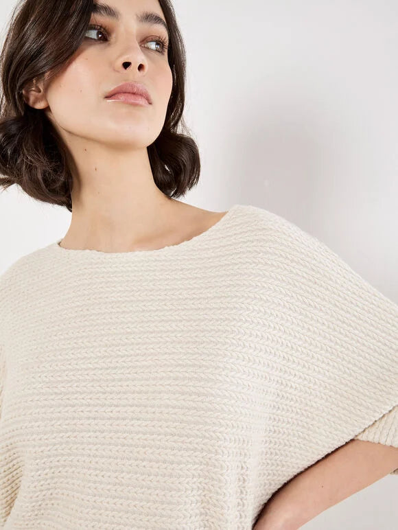 Textured Cable Knit Batwing Oversized Top