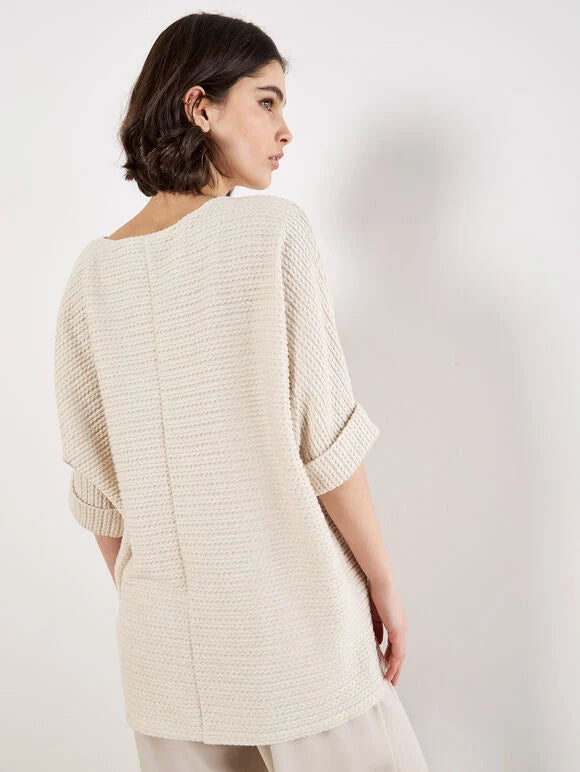 Textured Cable Knit Batwing Oversized Top
