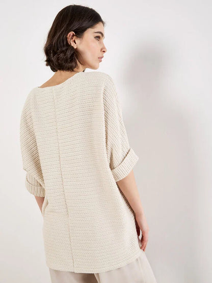 Textured Cable Knit Batwing Oversized Top