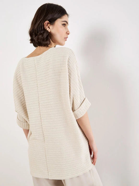 Textured Cable Knit Batwing Oversized Top