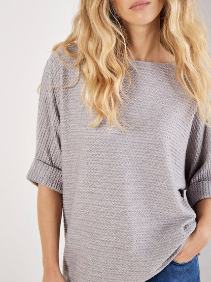 Textured Cable Knit Batwing Oversized Top