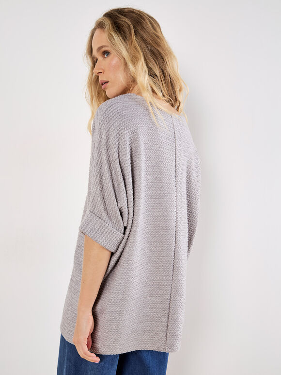 Textured Cable Knit Batwing Oversized Top