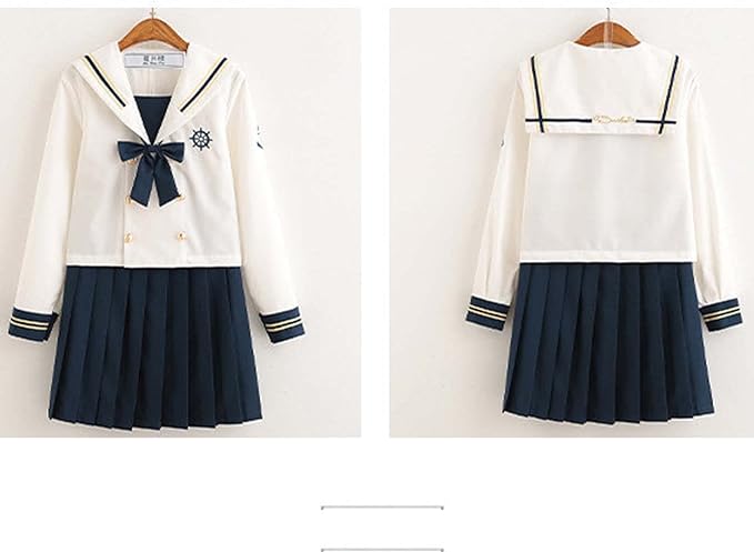 Japanese School Girls Sailor JK Uniform,Classic Women's Cosplay Costume,Cute Summer Mini Plaid Skirt with Bow Tie Necktie Shirt Set,Sexy Romper Pajamas