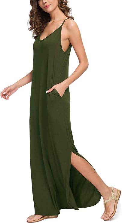 Women's Summer Casual Loose Dress Beach Cover Up Long Cami Maxi