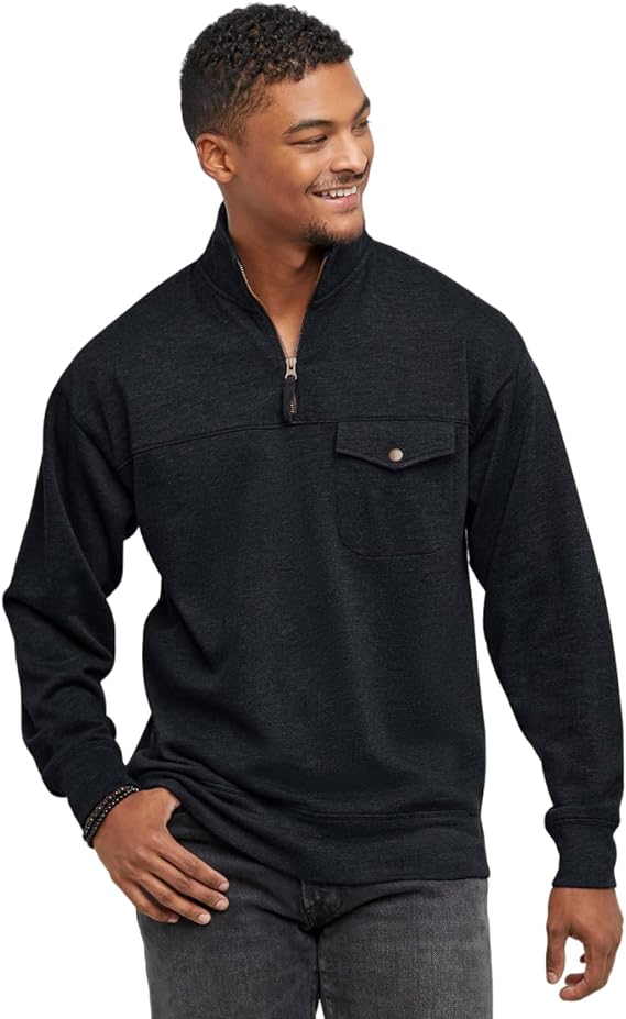 Men's Originals French Terry Hoodie. Quarter Zip Pullover. Lightweight Fleece