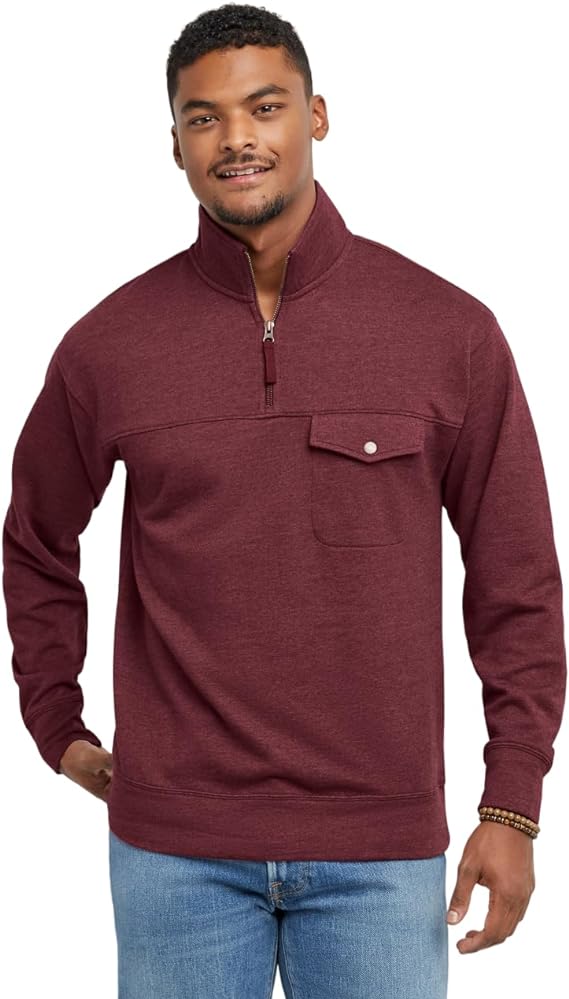 Men's Originals French Terry Hoodie. Quarter Zip Pullover. Lightweight Fleece