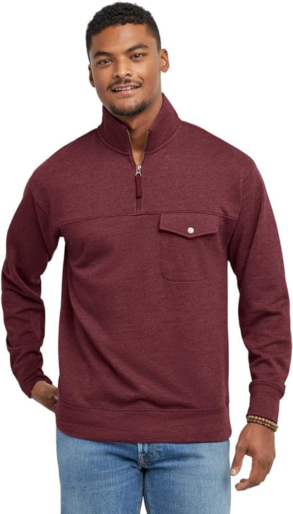 Men's Originals French Terry Hoodie. Quarter Zip Pullover. Lightweight Fleece