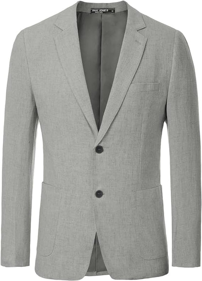 Men's Slim Fit Lightweight Linen Jacket Tailored Blazer Sport Coat