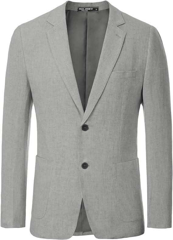 Men's Slim Fit Lightweight Linen Jacket Tailored Blazer Sport Coat