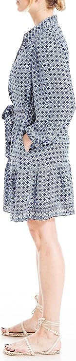 Women's Long Sleeve Collared Short Tiered Dress