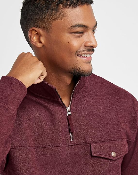 Men's Originals French Terry Hoodie. Quarter Zip Pullover. Lightweight Fleece