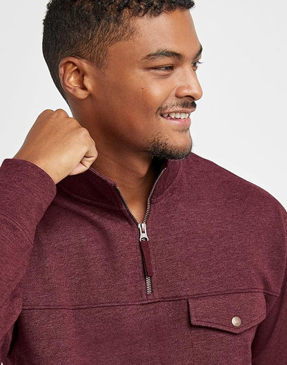 Men's Originals French Terry Hoodie. Quarter Zip Pullover. Lightweight Fleece
