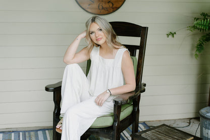 Oatmeal Linen Flowy Tank Top