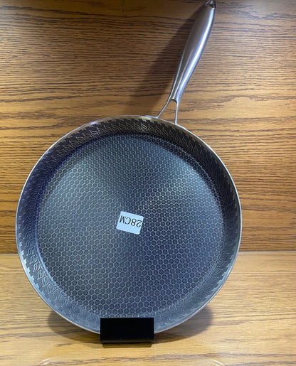 Premium Stainless Steel Deep Frying Pan with Glass Lid – Non-Stick Honeycomb Surface