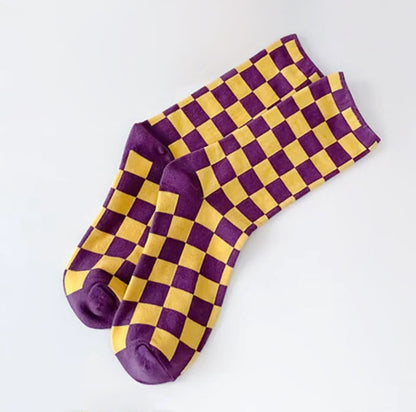 Checkerboard Colored Socks