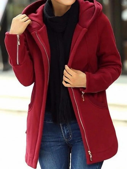 Plain Hoodie Long Sleeve Zipper Casual Jacket
