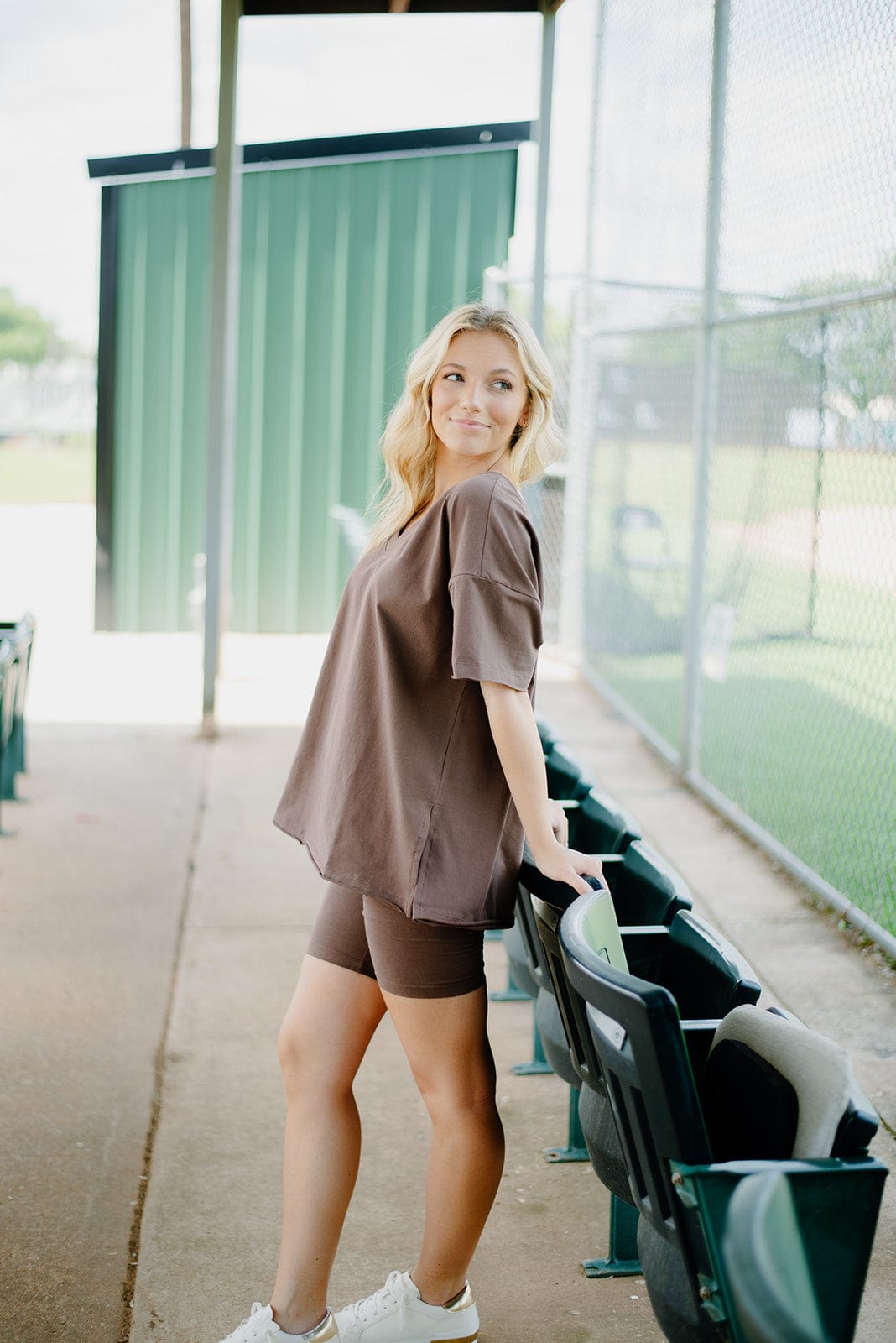 Brown Lounge Set Biker Shorts