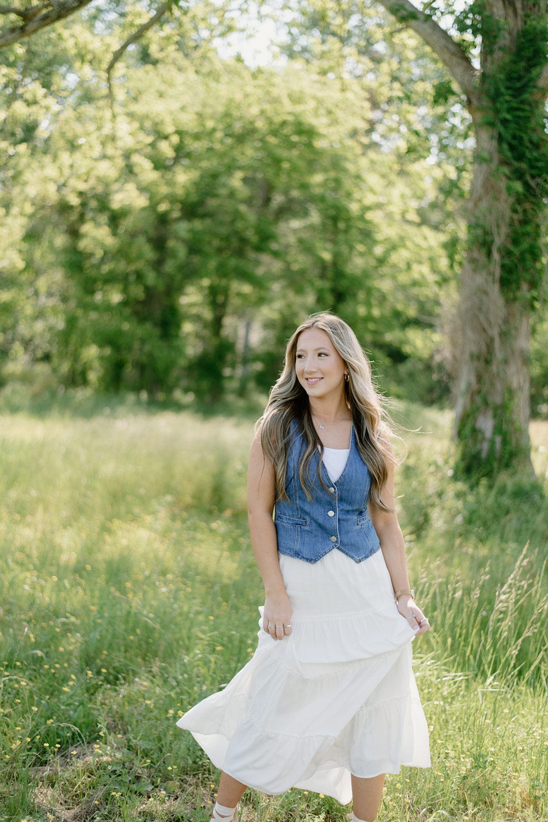 White Tiered Flowy Maxi Skirt
