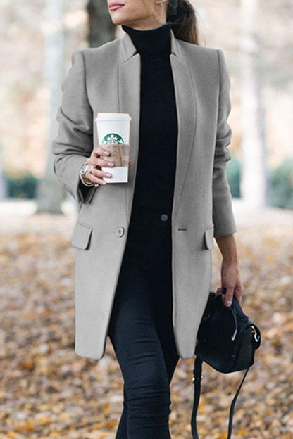 Solid Color Mandarin Collar Coat