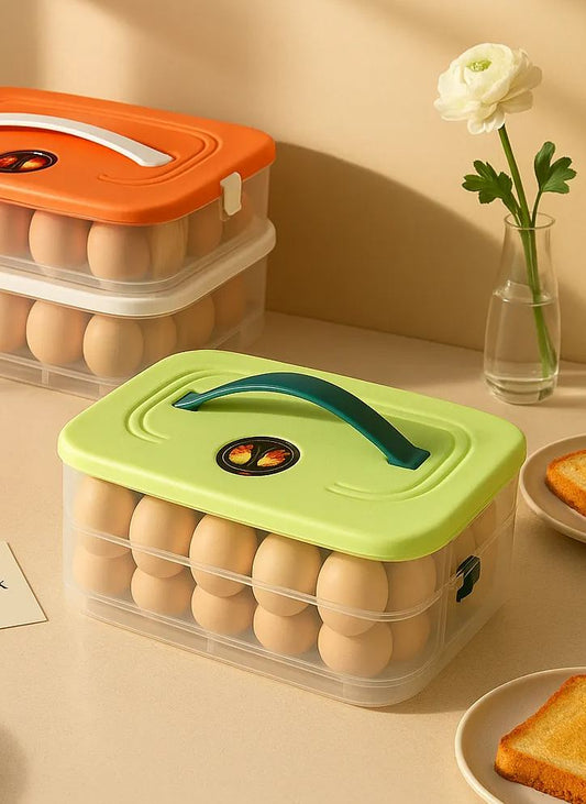 Premium Multi-Layer Egg Storage Box with Handle – Portable Fresh-Keeping Organizer